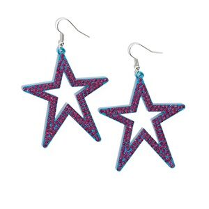 Star Shaped Earrings with Red and Blue Accents